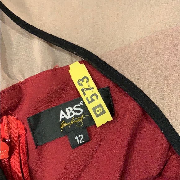 ABS Allen Schwartz Size 12 Pleated Dress Red Black - Picture 4 of 4